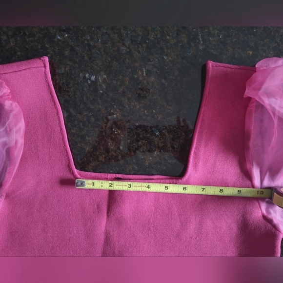 House of Harlow 1960 Sheer Puff Sleeves Knit Top - Picture 12 of 13